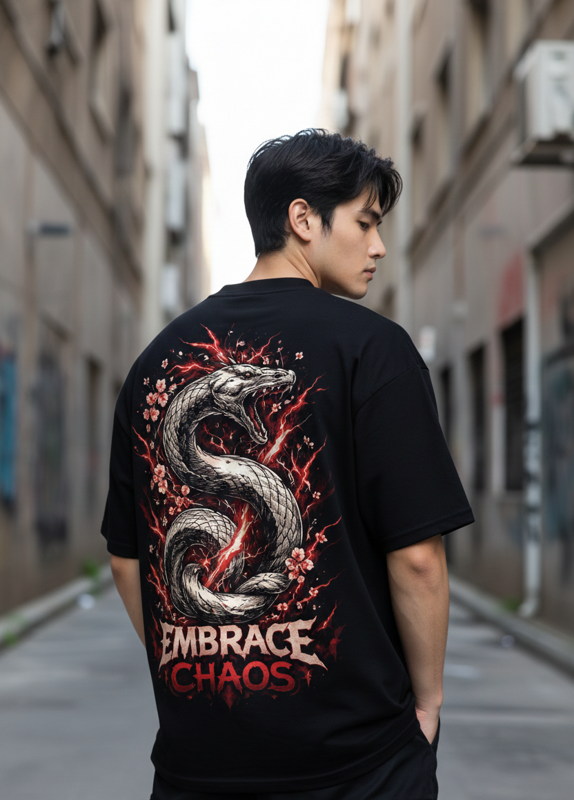 Embrace Choas Premium black oversized t-shirt