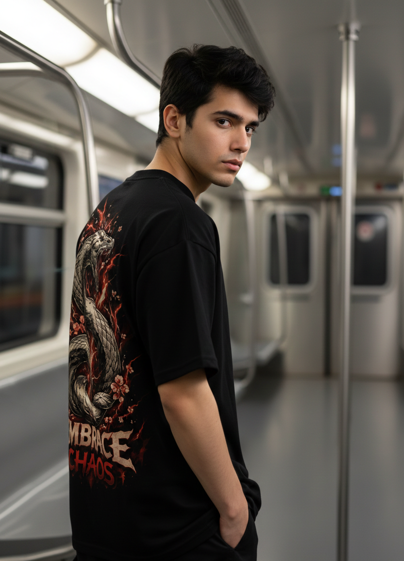 Embrace Choas Premium black oversized t-shirt