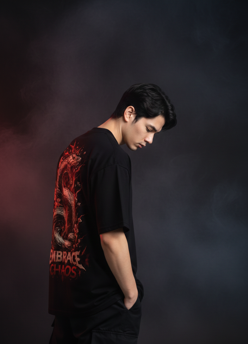Embrace Choas Premium black oversized t-shirt