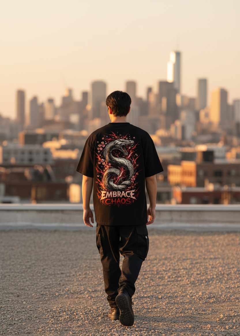Embrace Choas Premium black oversized t-shirt